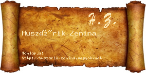 Huszárik Zenina névjegykártya